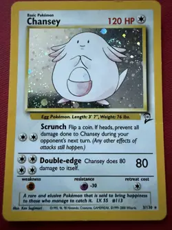 Pokemon TCG Chansey Holo Rare Card Base Set 2 3/130 MP - Image 1