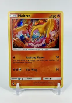 Moltres 38/214 Sun & Moon Lost Thunder Cracked Ice Holo Rare Pokemon TCG Card - Image 1