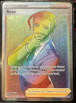 Rose 196/189 Hyper Rainbow Rare Darkness Ablaze Secret Pokemon Trainer Card NM - Image 1