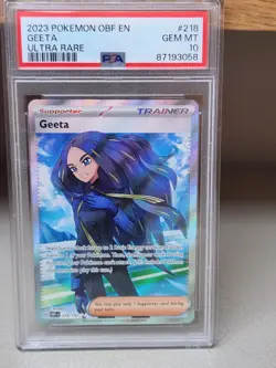2023 Pokemon Obsidian Flames Geeta Full Art Trainer Ultra Rare #218/197 PSA 10 - Image 1