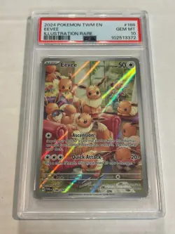 2024 POKEMON TWILIGHT MASQUERADE EEVEE ILLUSTRATION RARE 188/167 PSA 10 GEM MINT - Image 1