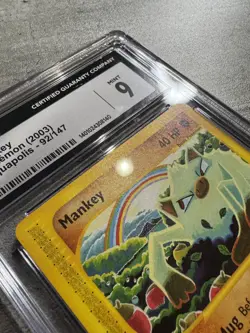 Pokemon Card Mankey CGC 9 Mint, Aquapolis 92/147, 2003 (1) - Image 5