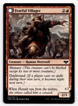 MTG Innistrad Crimson Vow Fearful Villager 157/277 Fearsome Werewolf - Image 1