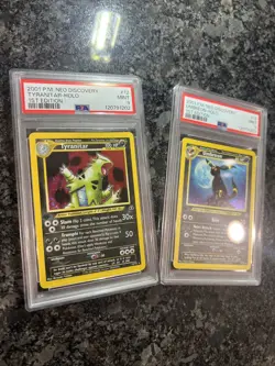 2001 Pokemon Neo Discovery 1st Edition Holo Umbreon / Tyranitar COMBO PSA 9 MINT - Image 3
