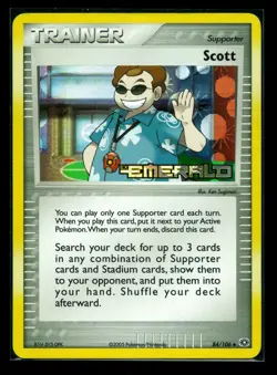 Pokemon Card - Scott Emerald Stamped 84/106 Reverse Holo LP - Image 1