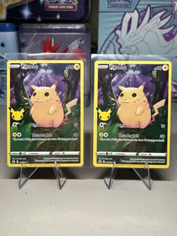2ct Pikachu 5/25 Pokemon Celebrations 25th Anniversary Base Set Full Art Card NM - Image 1