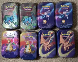 Empty Pokemon Mini Tins - Kanto Friends (2) & Kanto Power (6) - Image 1