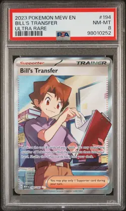 2023 POKEMON MEW EN-151 ULTRA RARE #194 BILL'S TRANSFER PSA 8 - Image 1
