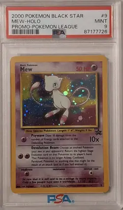 POKEMON PROMO BLACK STAR POKEMON LEAGUE #9 MEW HOLO (2000) PSA 9 C68 - Image 1