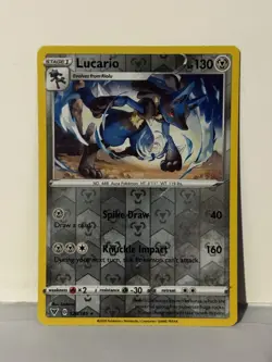 Lucario Reverse Holo 120/185 SWSH04: Vivid Voltage NM Pokemon Fast Ship - Image 1