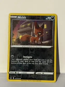 Nickit Reverse Holo 125/202 SWSH01: Sword & Shield Base Set NM Pokemon Fast Ship - Image 1
