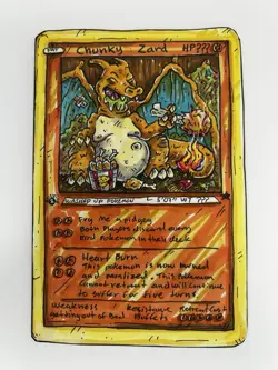 Pokemon Charizard Hand Drawn Pokemon Garbage Monster Card Original Art 1/1 - Image 2