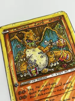 Pokemon Charizard Hand Drawn Pokemon Garbage Monster Card Original Art 1/1 - Image 3