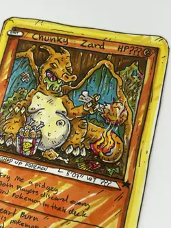 Pokemon Charizard Hand Drawn Pokemon Garbage Monster Card Original Art 1/1 - Image 5