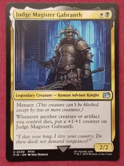Magic The Gathering FINAL FANTASY JUDGE MAGISTER GABRANTH black/white card MTG - Image 1