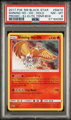 2017 POKEMON SM BLACK STAR PROMO #SM70 SHINING HO-OH-HOLO PSA 8 - Image 1