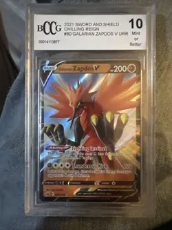 Pokemon TCG #80 Galarian Zapdos BCCG Grade 10 SWSH: Chilling Reign - Image 1