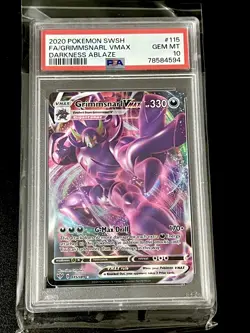 PSA 10 GEM MINT Grimmsnarl VMAX 115/189 Darkness Ablaze FULL ART Pokemon Card - Image 1