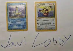 Vintage Pokemon Card Lot - Lapras Holo (Fossil) & Pidgeot Holo (Jungle) Damaged - Image 1