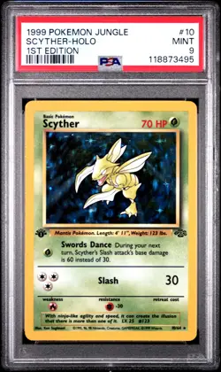 SCYTHER Jungle 1st Edition Holo Rare #10 PSA 9 Vintage Pokemon [Nostalgium] - Image 1