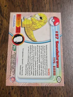 Sandshrew #27 Non Holo Green Logo Topps Pokemon TV Animation - Image 2