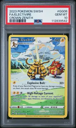 2023 POKEMON SWORD & SHIELD CROWN ZENITH #GG08 FULL ART/ELECTIVIRE GEM MT PSA 10 - Image 1