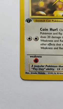 Meowth 1st Edition 62/82 Team Rocket WOTC Vintage Pokemon NM - Image 5