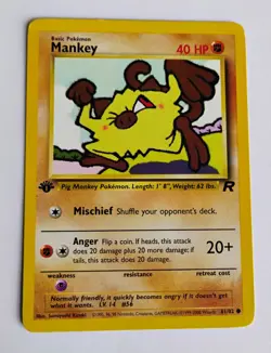 Pokemon 2000 Team Rocket 1st Edition Mankey 61/82 - Image 1