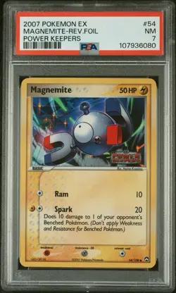 2007 Pokemon EX Magnemite Reverse Foil Power Keepers PSA 7 - Image 1