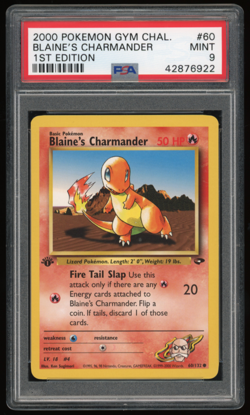 2000 POKEMON GYM CHALLENGE 1ST EDITION 60/132 BLAINE'S CHARMANDER PSA 9 - Image 1