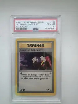 PSA 10 Giovanni's Last Resort Gym Challenge 105/132 Unlimited Pokemon Card MINT - Image 1