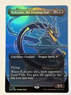Kokusho, The Evening Star Secret Lair Devastation Dragons MTG Rainbow Foil MTG - Image 1