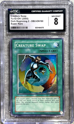 Yugioh Card Creature Swap Super R CGC 8 NM/Mt, Dark Beginning 2 DB2-EN190, 2005 - Image 1