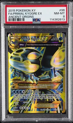 2015 POKEMON XY ANCIENT ORIGINS #96 FULL ART/PRIMAL KYOGRE EX PSA 8 - Image 1