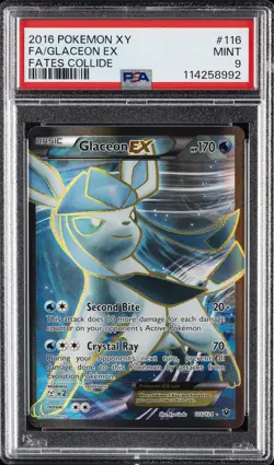 2016 POKEMON XY FATES COLLIDE #116 FULL ART/GLACEON EX PSA 9 - Image 1