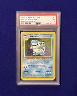 PSA 5 Blastoise Holo #2 RED DOT ERROR Base Set 1999 Pokemon - Image 1