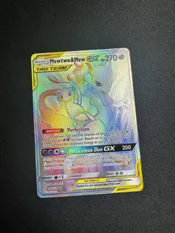 Pokemon Mewtwo & Mew GX Unified Minds Secret Rare Card 242/236 Tag Team - Image 3