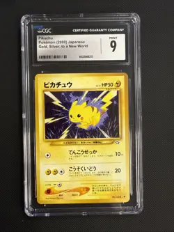Pokemon TCG Pikachu Card #025 Japanese Gold, Silver, New World Graded CGC 9 - Image 1