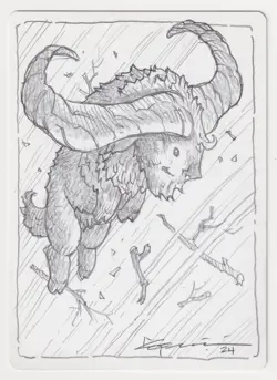 Signed Pathbreaker Ibex Proof Sketch MP Artist Christopher Moeller MTG Magic AP! - Image 1