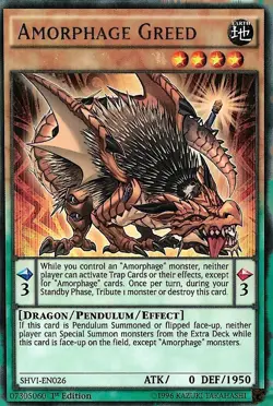 Amorphage Greed SHVI EN026 - YuGiOh Card -Rare - 1ST EDITION - NM - Image 1