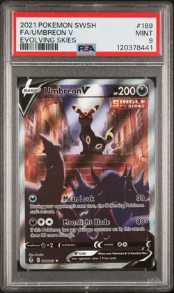 PSA 9 Umbreon V Alternate Art 189 Full Art Pokemon Card Evolving Skies 2021 - Image 1
