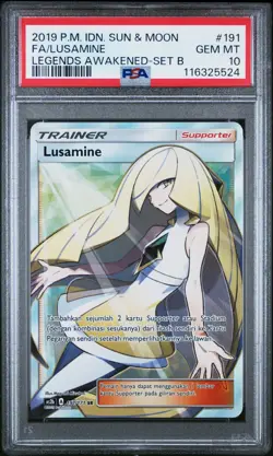 PSA 10 Lusamine 191/171 SR As2b Sun & Moon Legends Awakened Pokemon Indonesian - Image 1