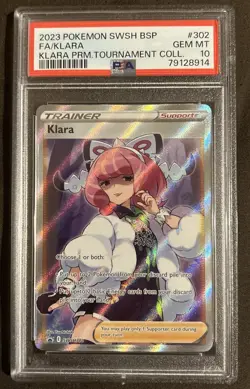PSA 10 Klara SWSH302 Promo Full Art Trainer Pokemon Card English 2023 - Image 1