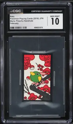 CGC 10 - Natu February - Pokemon Mario Pikachu Hanafuda Playing Card JP Gem Mint - Image 1