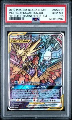 Moltres & Zapdos & Articuno GX #SM210 - Hidden Fates- Pokemon Card - PSA 10 - Image 1