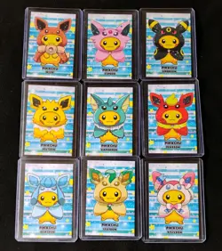 FULL Poncho Eevee PIKACHU Set Pokemon Attack 2 Card Database Cards x9 - Image 1