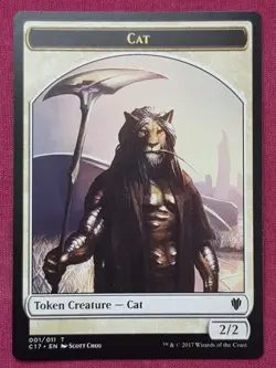 Magic The Gathering COMMANDER 2017 C17 CAT CAT WARRIOR token card MTG - Image 1