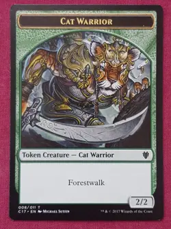 Magic The Gathering COMMANDER 2017 C17 CAT CAT WARRIOR token card MTG - Image 2