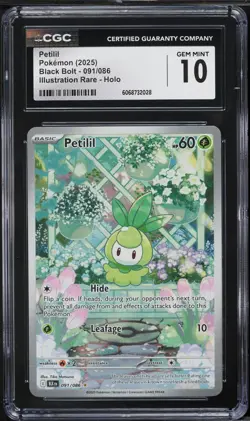 CGC 10 - Petilil 091/086 Illustration Rare - Pokemon Black Bolt ENGLISH Gem Mint - Image 1