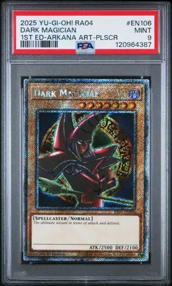 PSA 9 Dark Magician RA04-EN106 Arkana Art Platinum Secret Rare Yugioh 1st Ed - Image 1